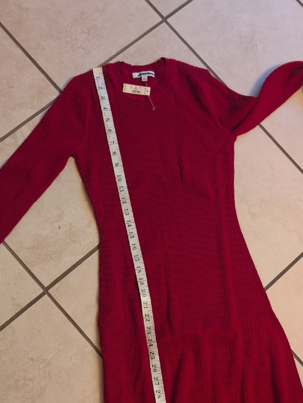 NWT Madewell Talia Rib The Signature Knit Crewneck Midi Dress Crimson Red - Picture 8 of 15